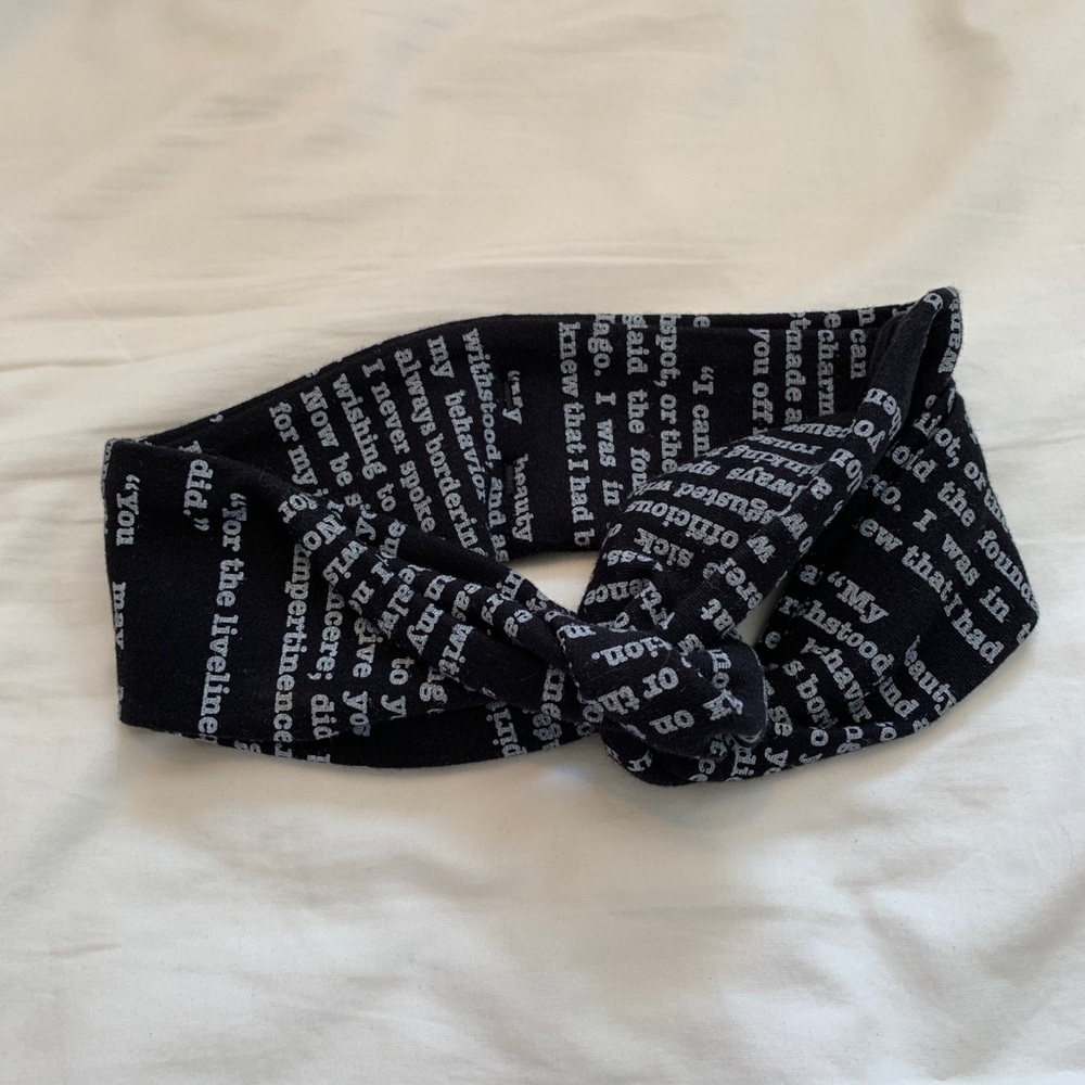 Book / Typewriter Font Black Twist Headband